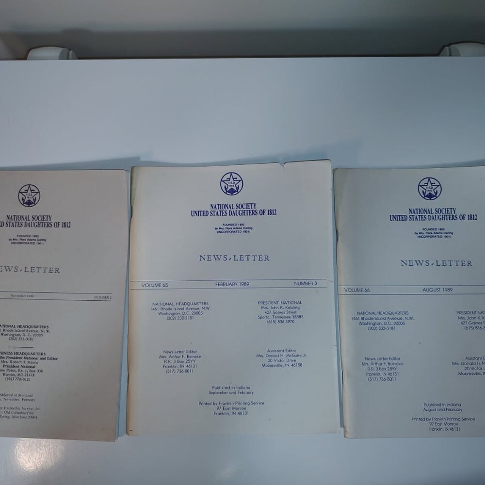 Lot of 3 National Society United States Daughters of 1812 Newsletter-PB/Fair